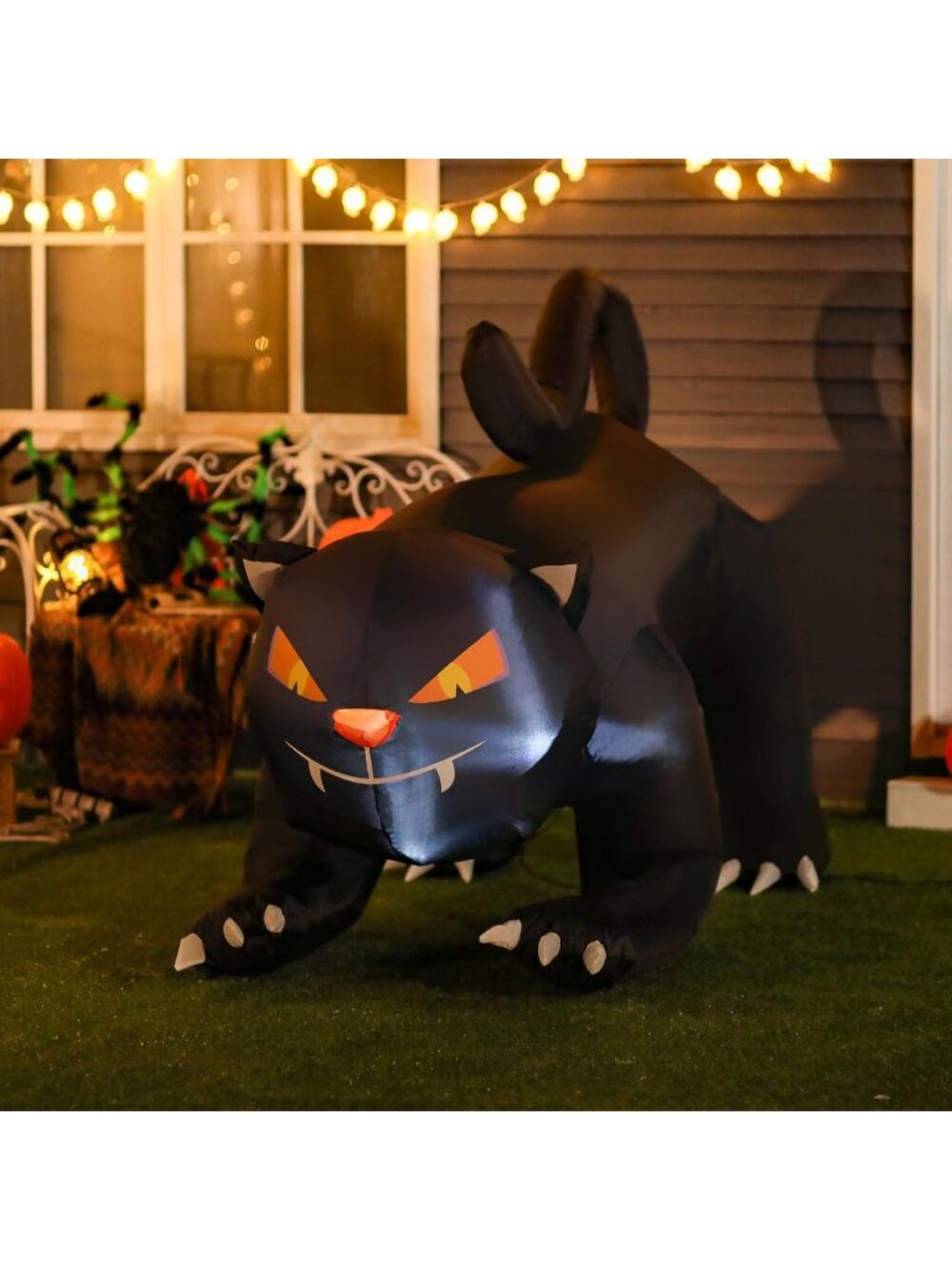 🎃4Ft Tall Halloween Inflatable Black Cat Air blown Holiday Yard Decoration
